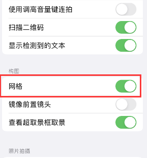 宕昌苹果手机维修网点分享iPhone如何开启九宫格构图功能